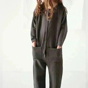 BACABUCHE $80 100% Organic Linen Jumpsuit MADE IN USA Size 4 - 5 Youth Kids